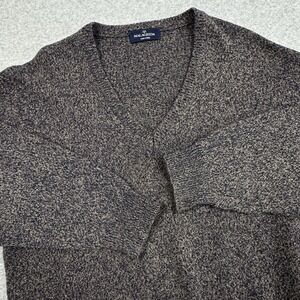 Malagrida Wool V‎ Neck Sweater Mens Large Heathered Blue Brown Made In Italy
